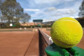 Pelota de tenis sobre la cancha